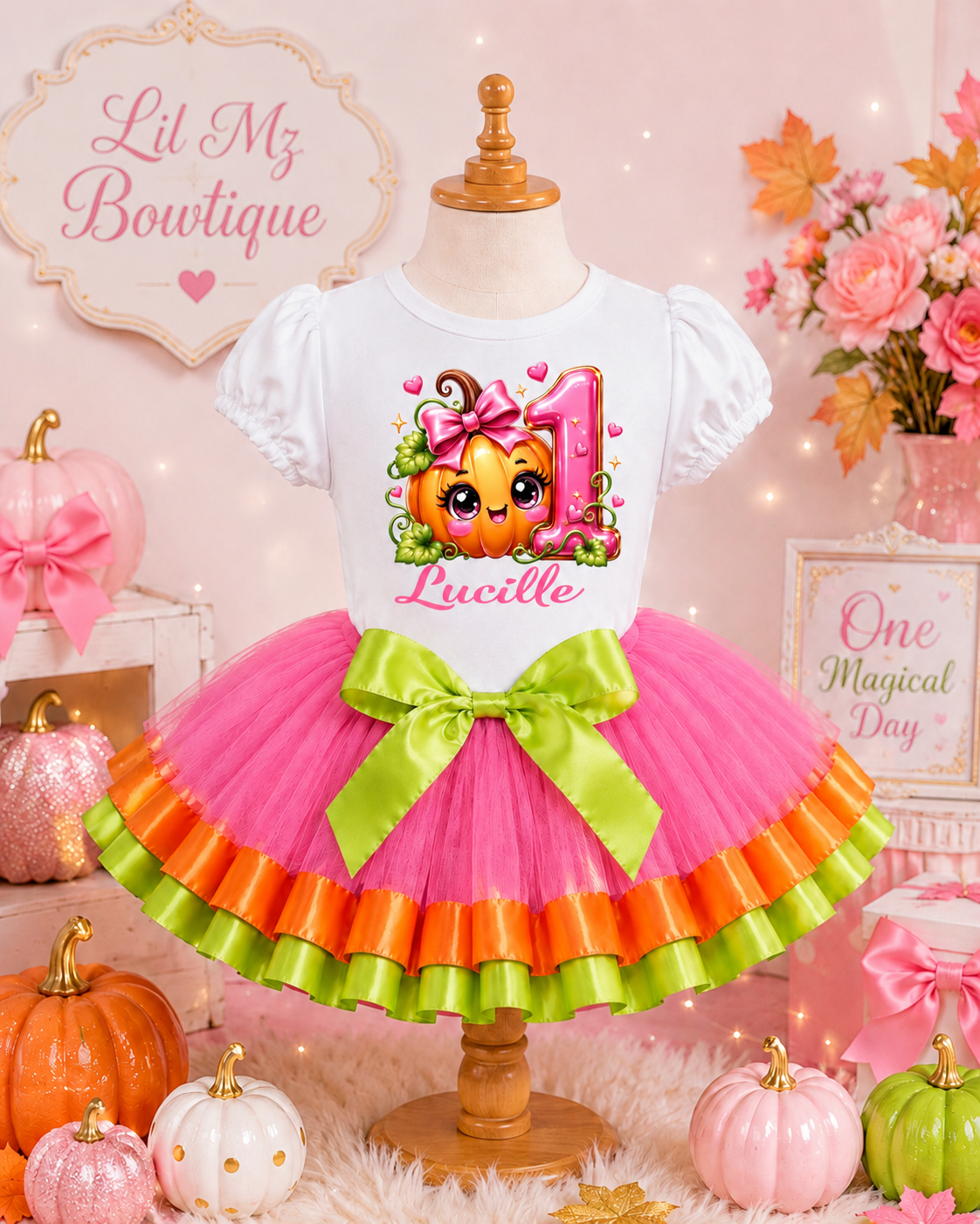 Pumpkin 1st Birthday Tutu Outfit – Personalized Fall Birthday Set