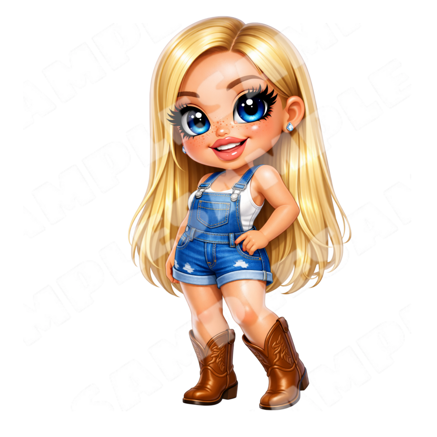 Cowgirl Cutie & Farm Friends Sticker Bundle 8 PNG Digital Stickers(Digital Product)