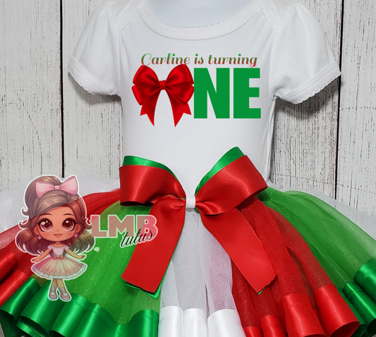 First Birthday Red Christmas Bow Tutu Outfit
