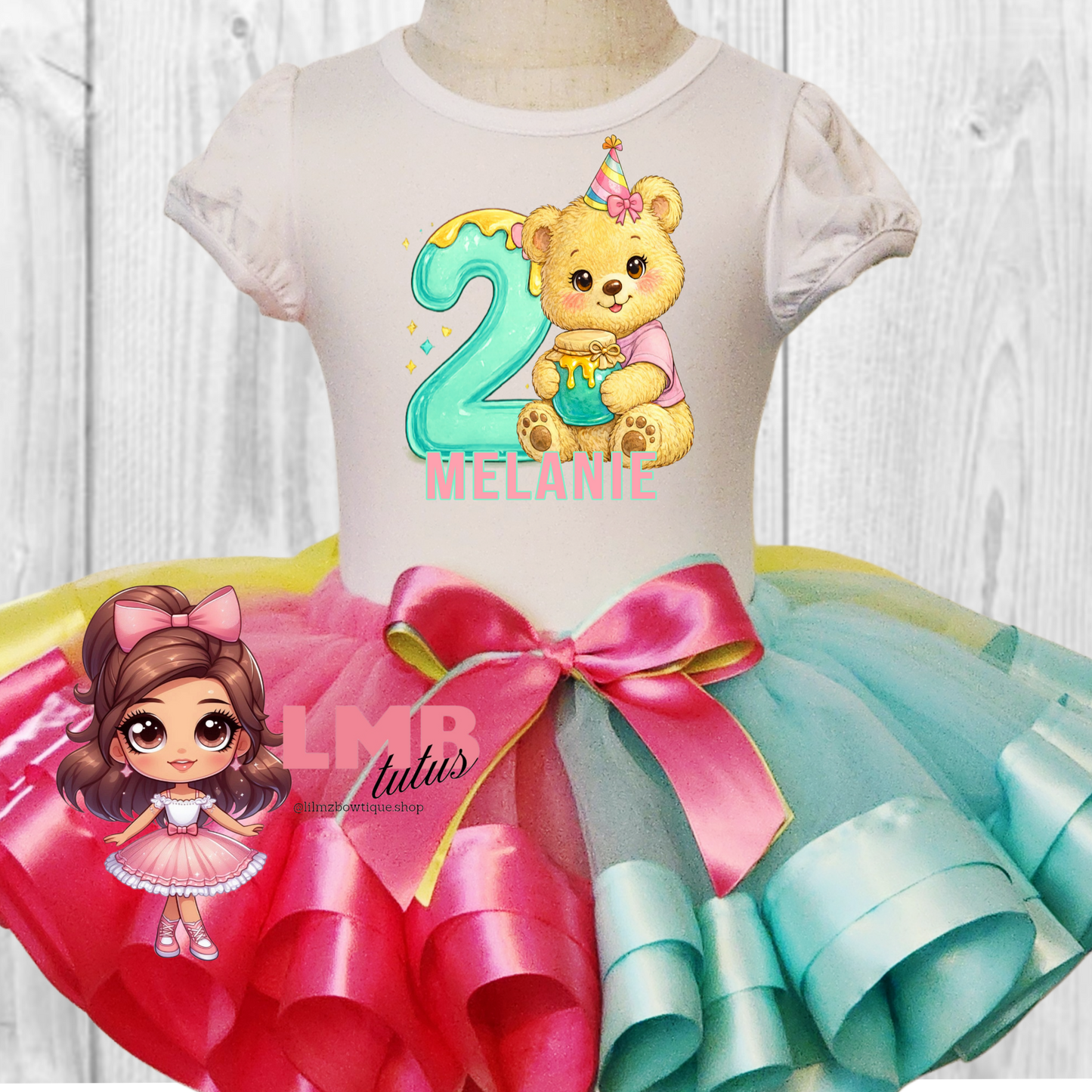 Cute Yellow Bear Theme Birthday Tutu Outfit