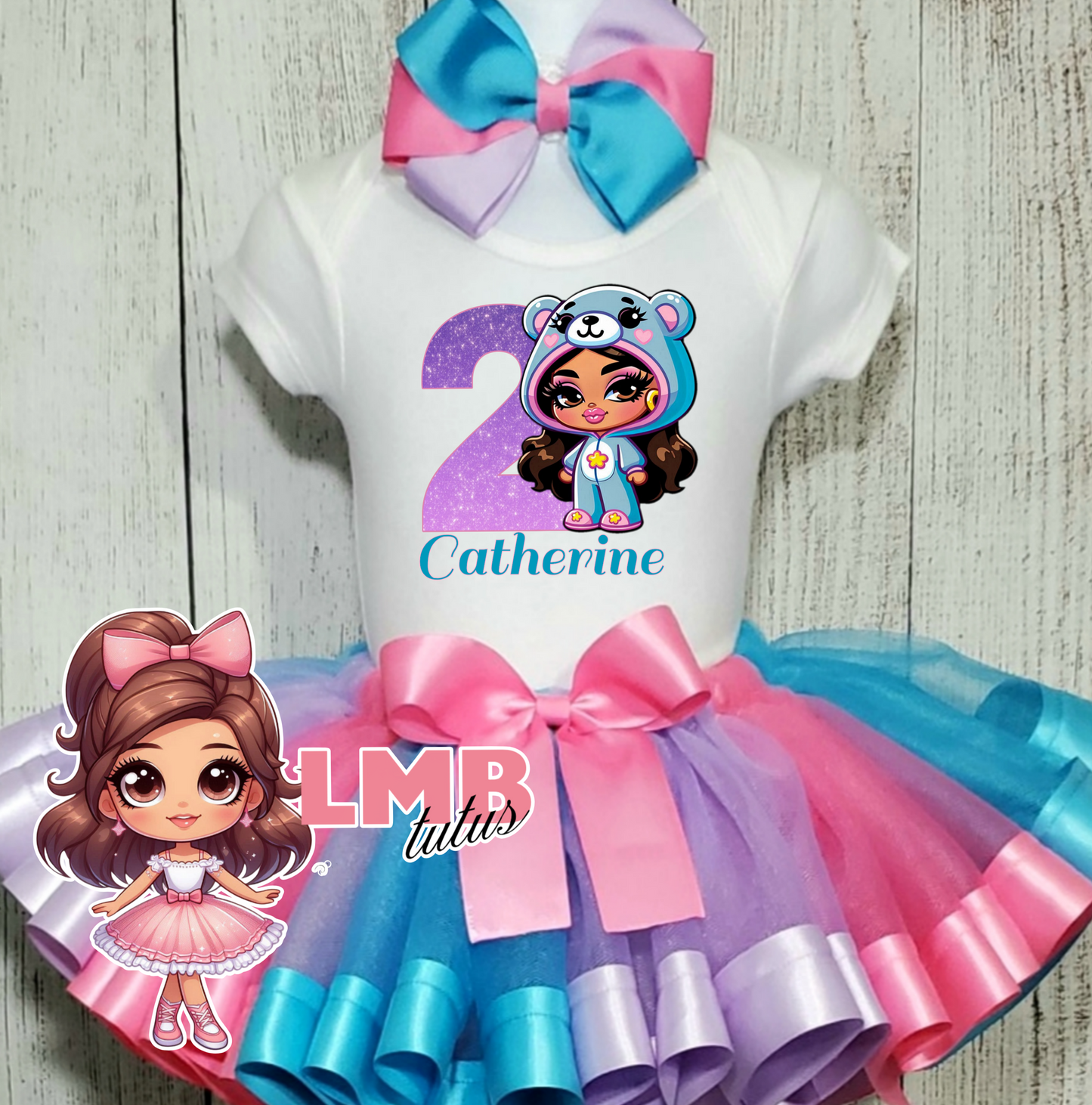 Cute Bear Care Birthday Girl Tutu Outfit