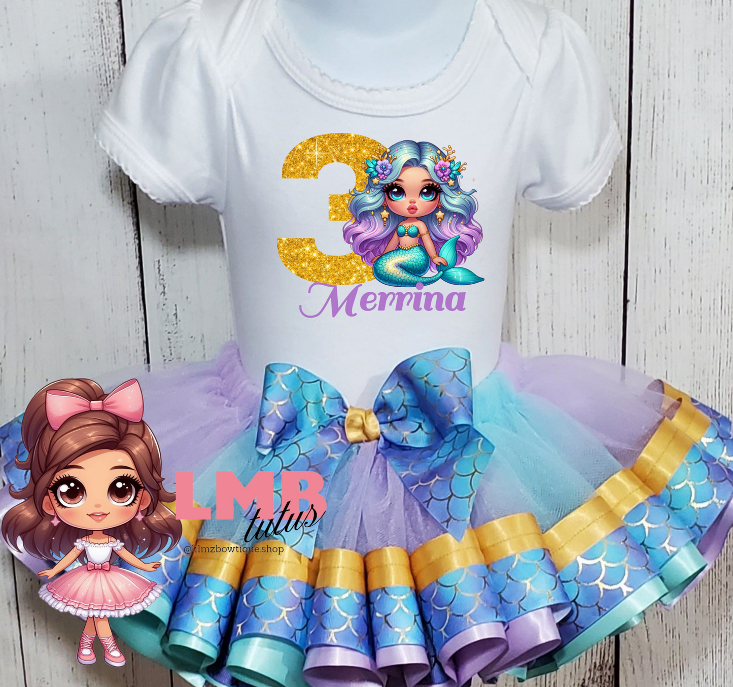 Mermaid birthday theme tutu outfit