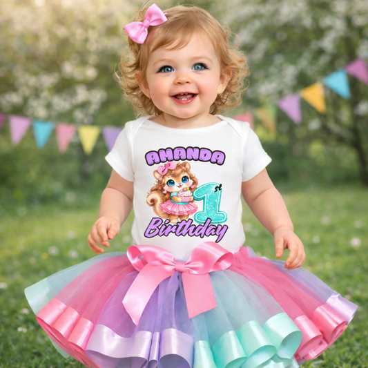 Cute Chipmunk Girl Birthday Tutu Outfit