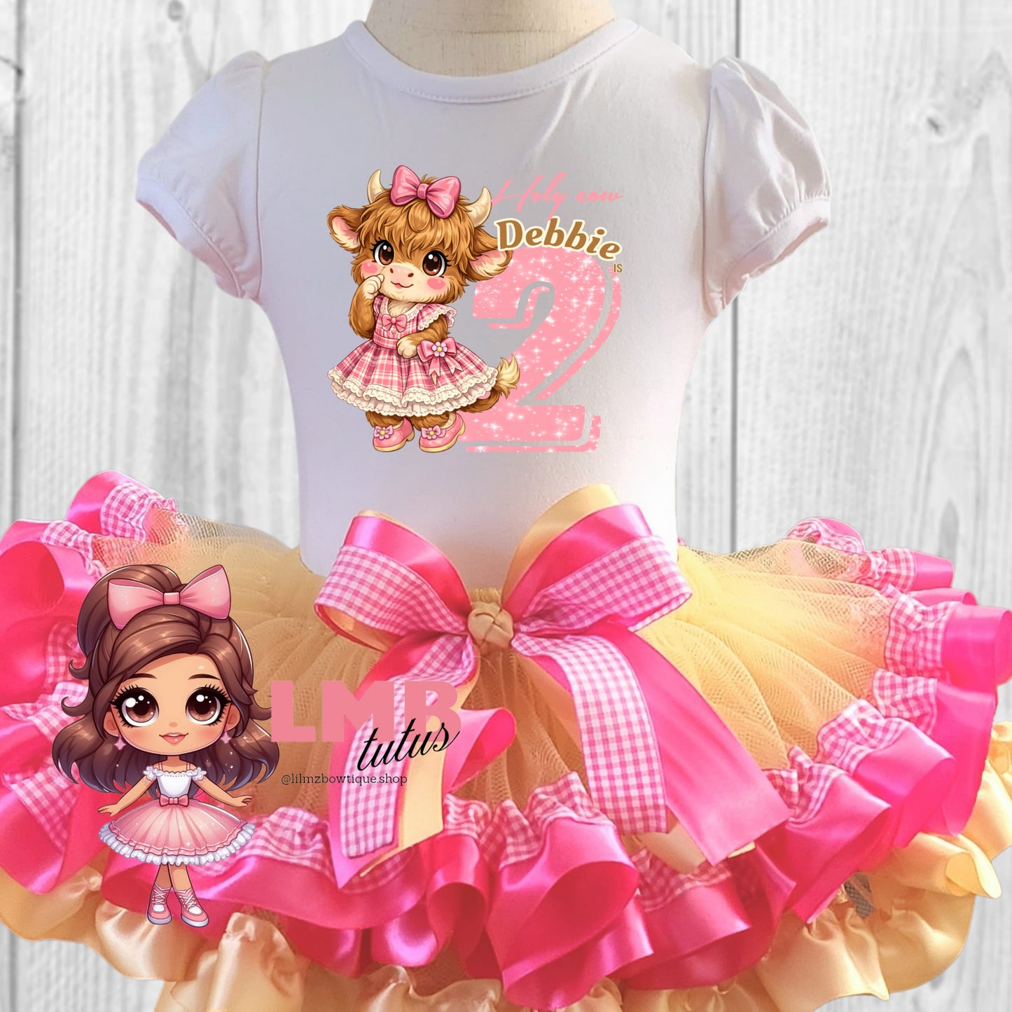 Cute Highland Cow Ruffle Tutu Outfit Set