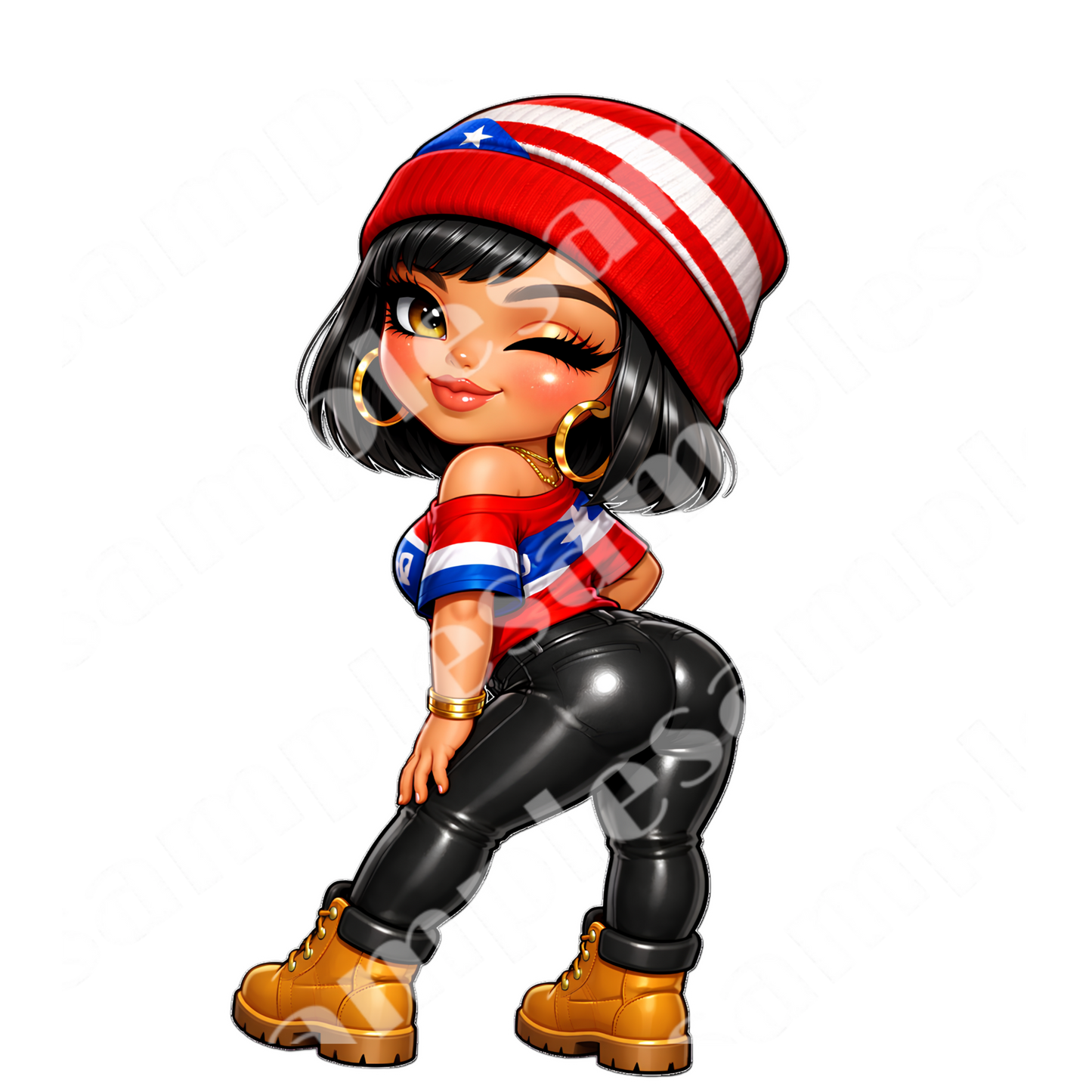 PR Beanie Chibi Girl 5 Sticker Designs (Digital product)