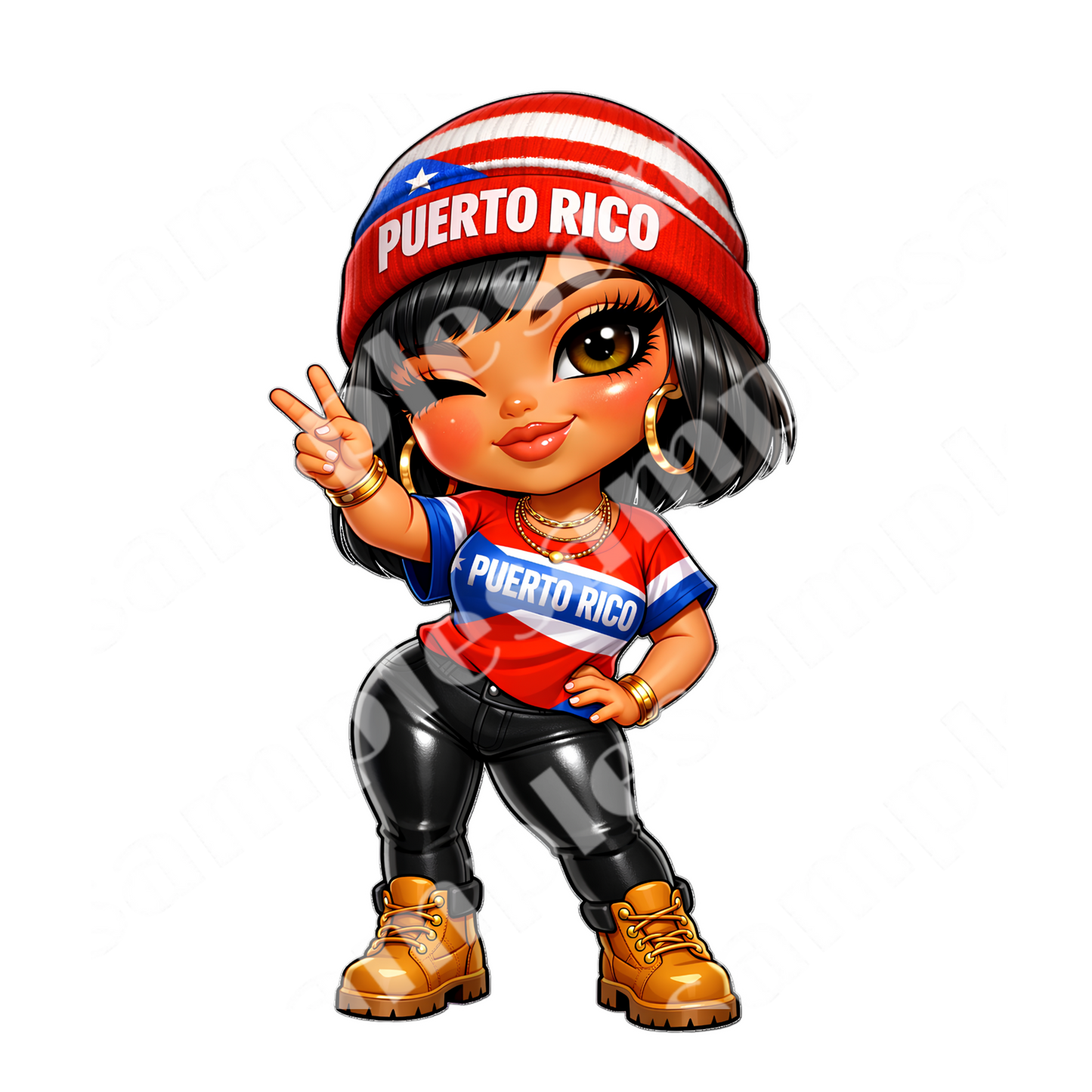 PR Beanie Chibi Girl 5 Sticker Designs (Digital product)