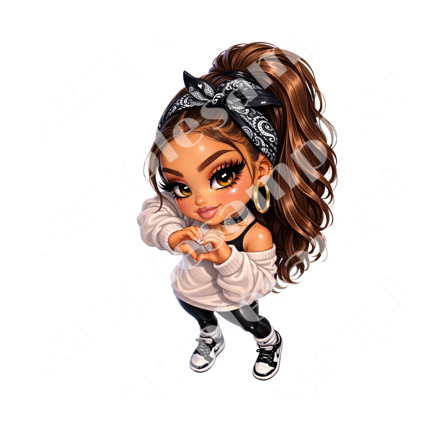 Sassy Chibi Chic 8 Sticker Bundle Cliparts (Digital Product)