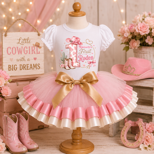 First Rodeo Tutu Outfit | Pink Cowgirl 1st Birthday Outfit