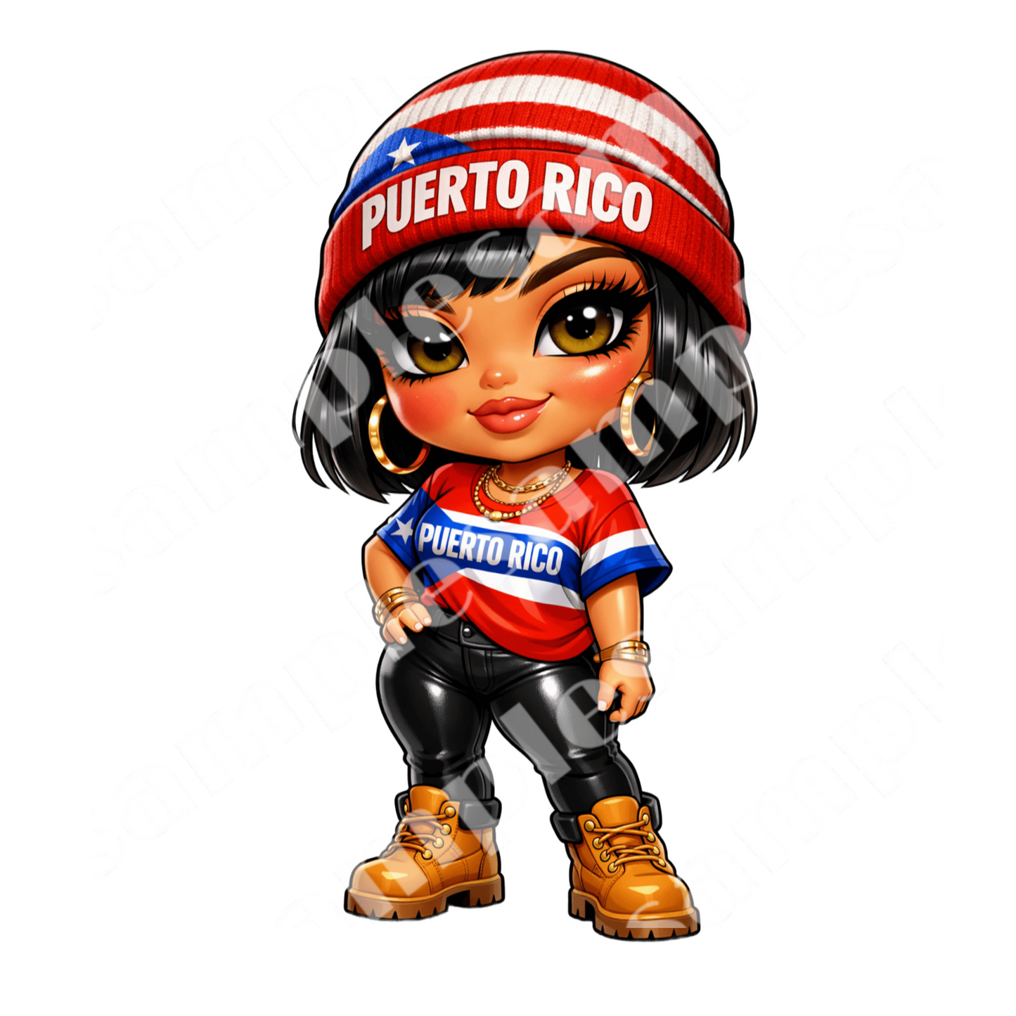 PR Beanie Chibi Girl 5 Sticker Designs (Digital product)