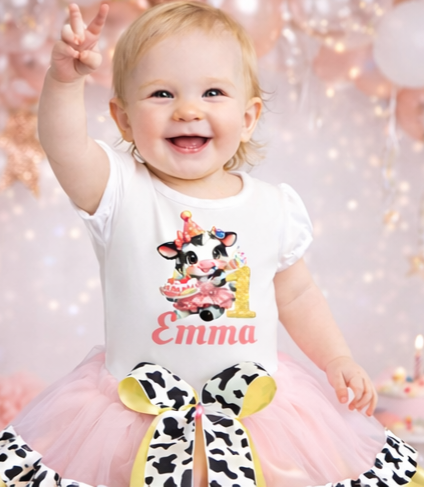 Cute Cow Theme Birthday Tutu Outfit
