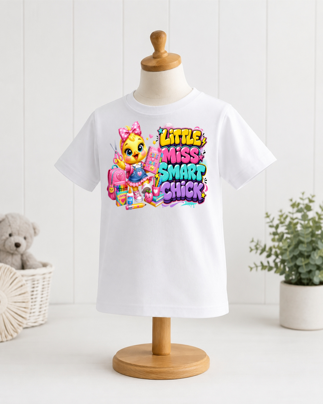 Little Miss Smart Chick Girls Back to School Shirt – Cute Kids School Chick Graphic Tee