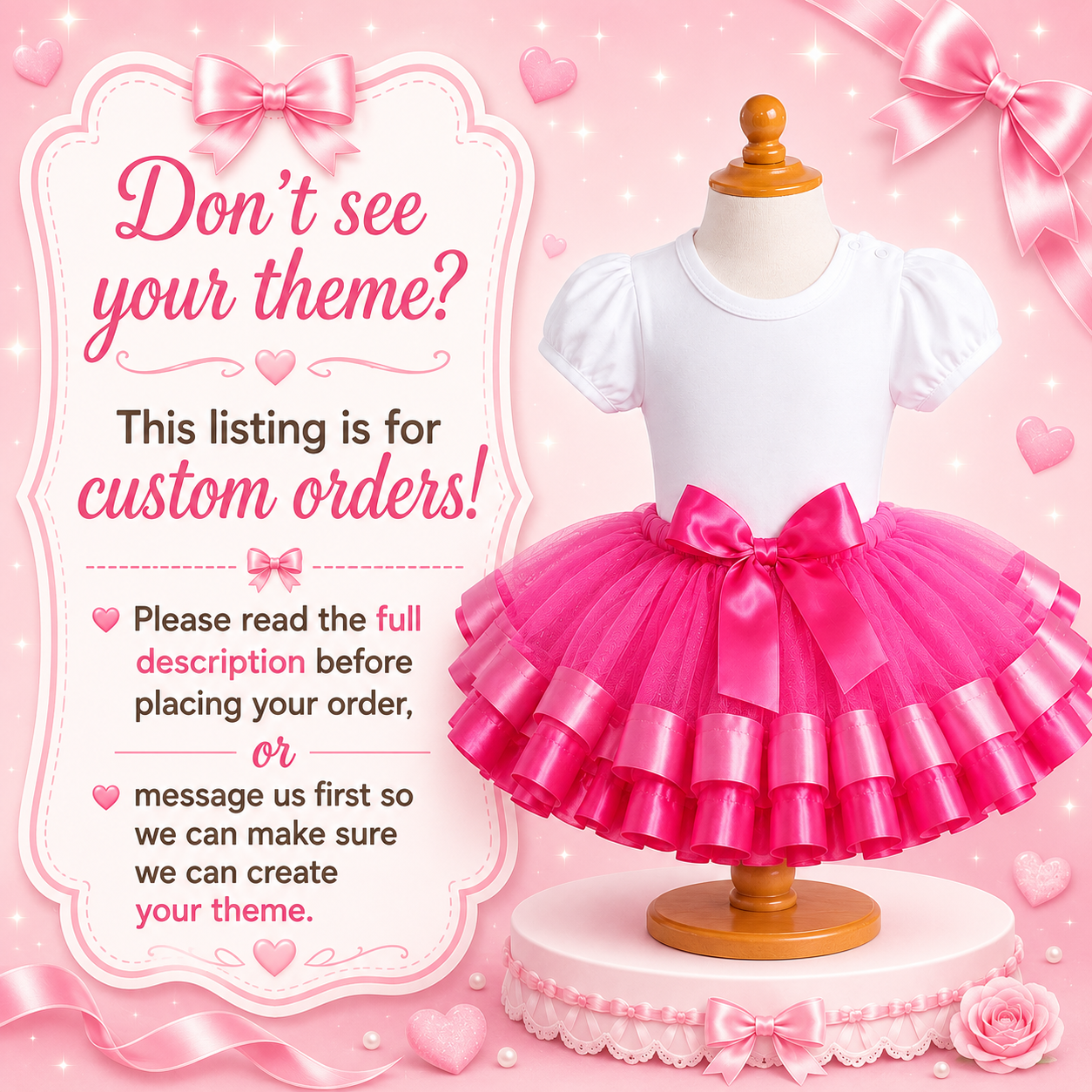 Custom Tutu Outfit (Double Ribbon Trim)