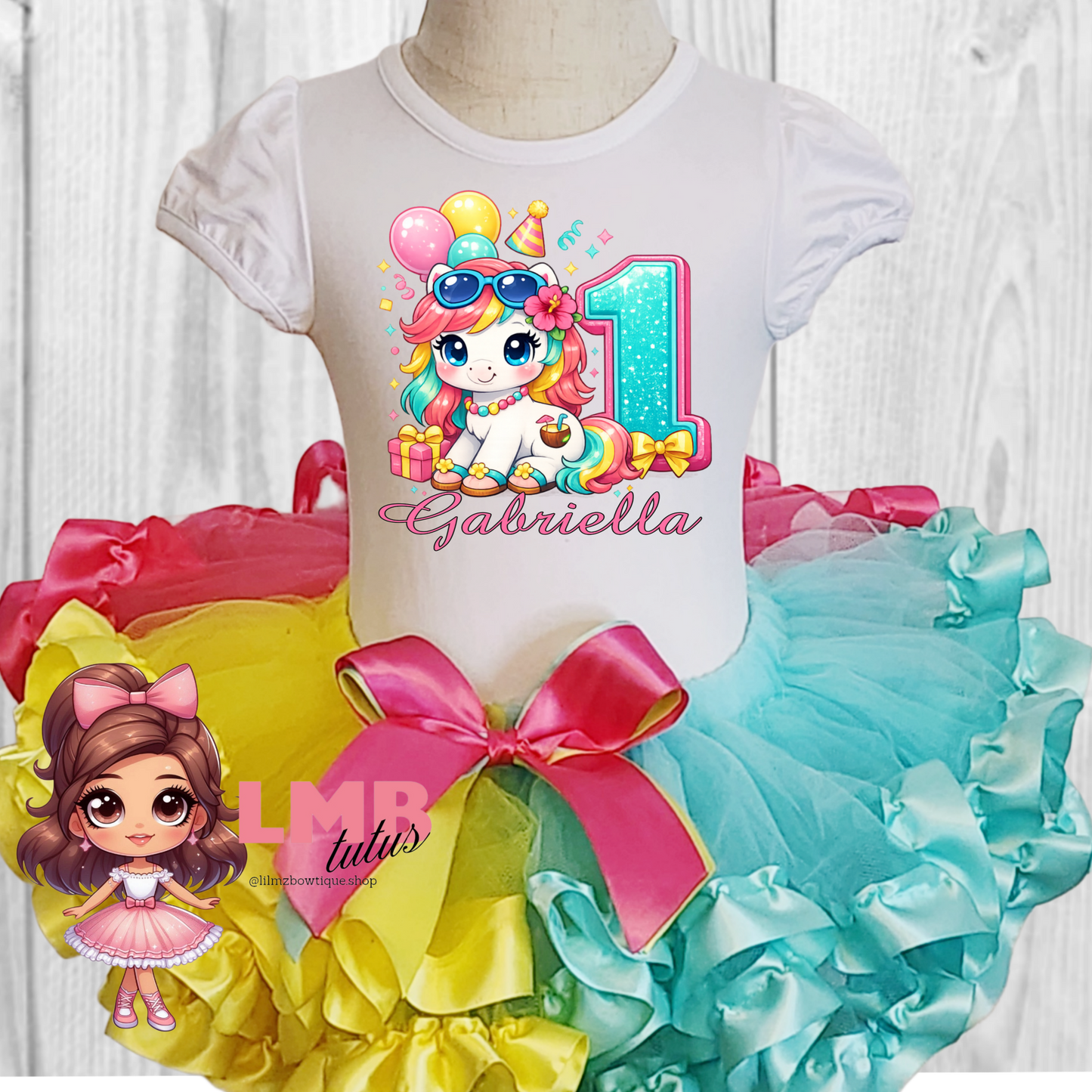 Summer Pony Theme Birthday Ruffled Tutu Outfit