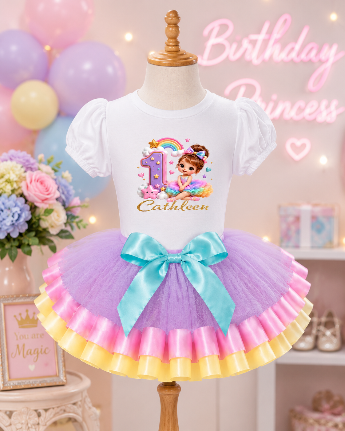 Rainbow Ballerina 1st Birthday Tutu Outfit | Personalized
