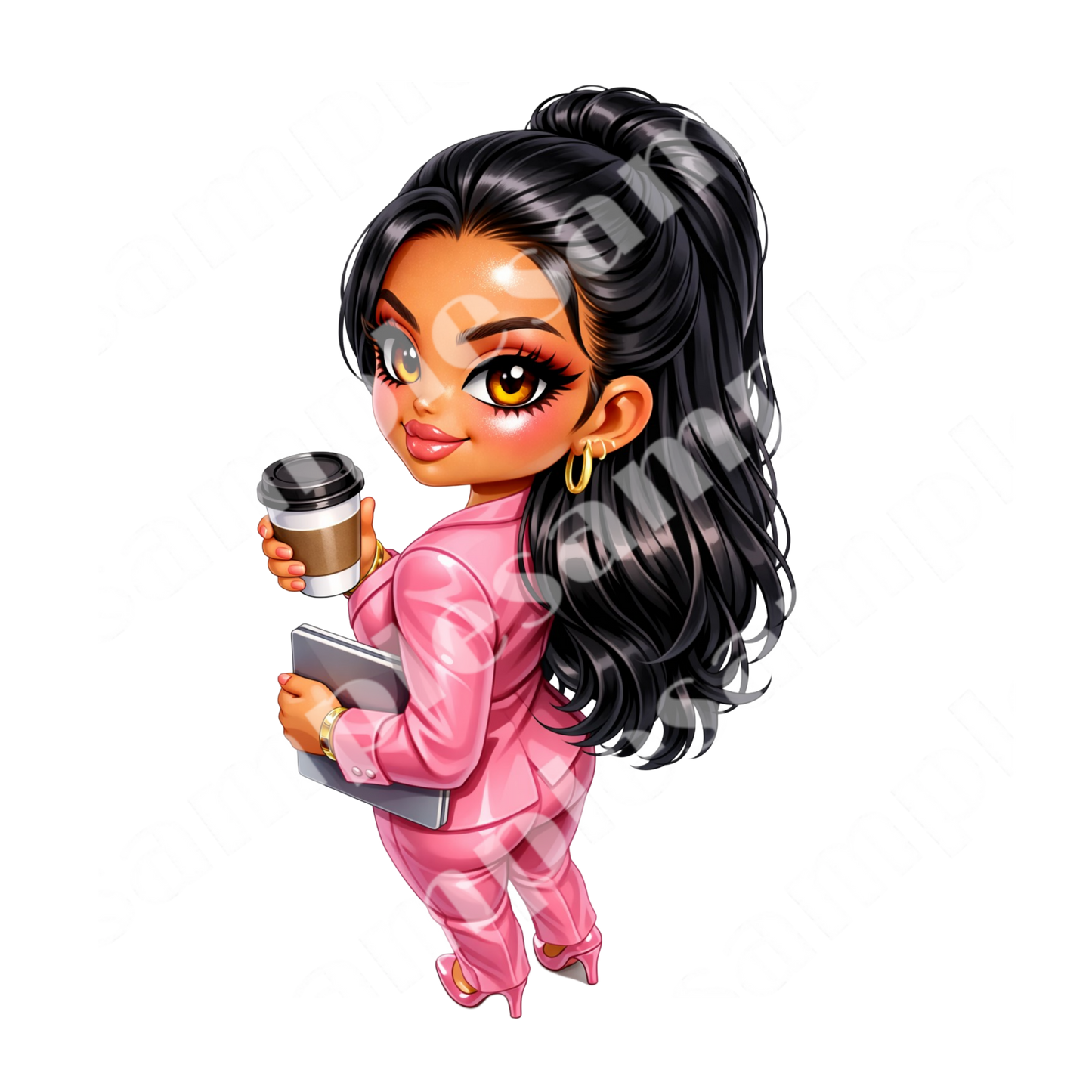 5 Business Woman Sticker Bundle Cliparts ( Digital Product)