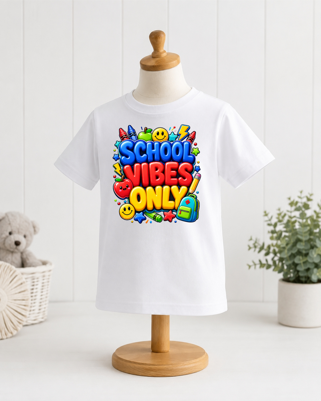 School Vibes Only Kids Shirt – Back to School Graphic T-Shirt for Boys & Girls