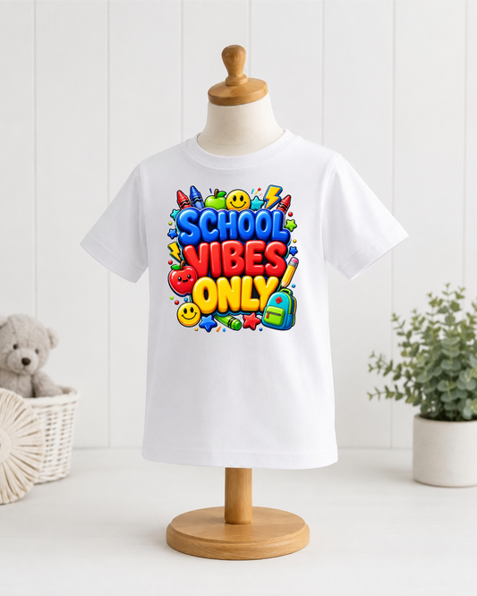 School Vibes Only Kids Shirt – Back to School Graphic T-Shirt for Boys & Girls