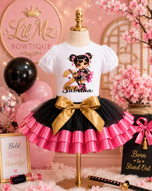 Samurai Princess Birthday Tutu Outfit | Pink Black Gold