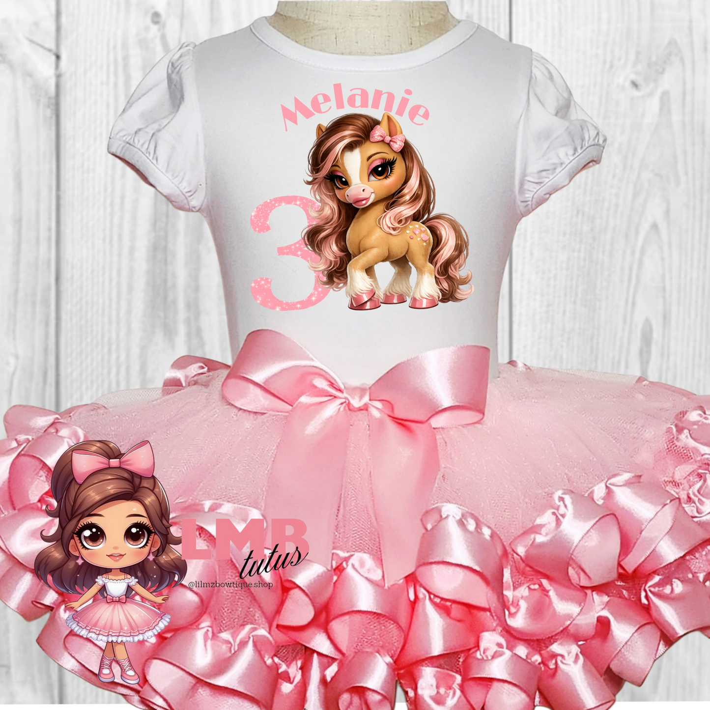 Cute Pony Theme Birthday Ruffled Tutu Outfit