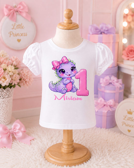 Cute Personalized Purple Dragon 1st Birthday Shirt