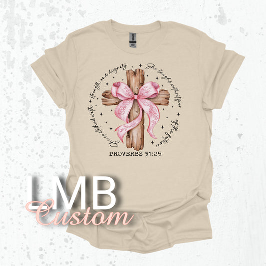 Pink Bow Cross Christian Shirt