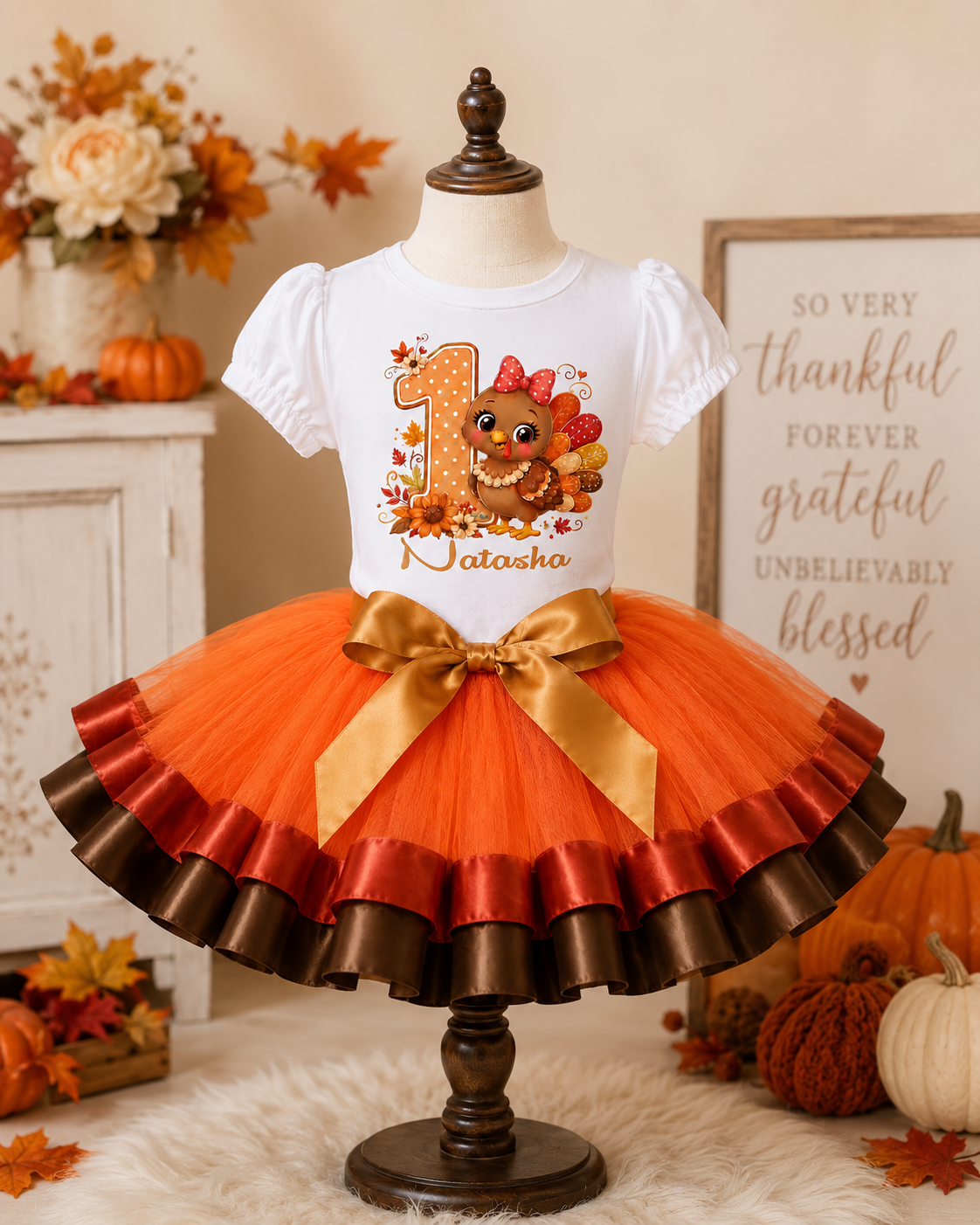 Cute Thanksgiving Turkey 1st Birthday Tutu Outfit
