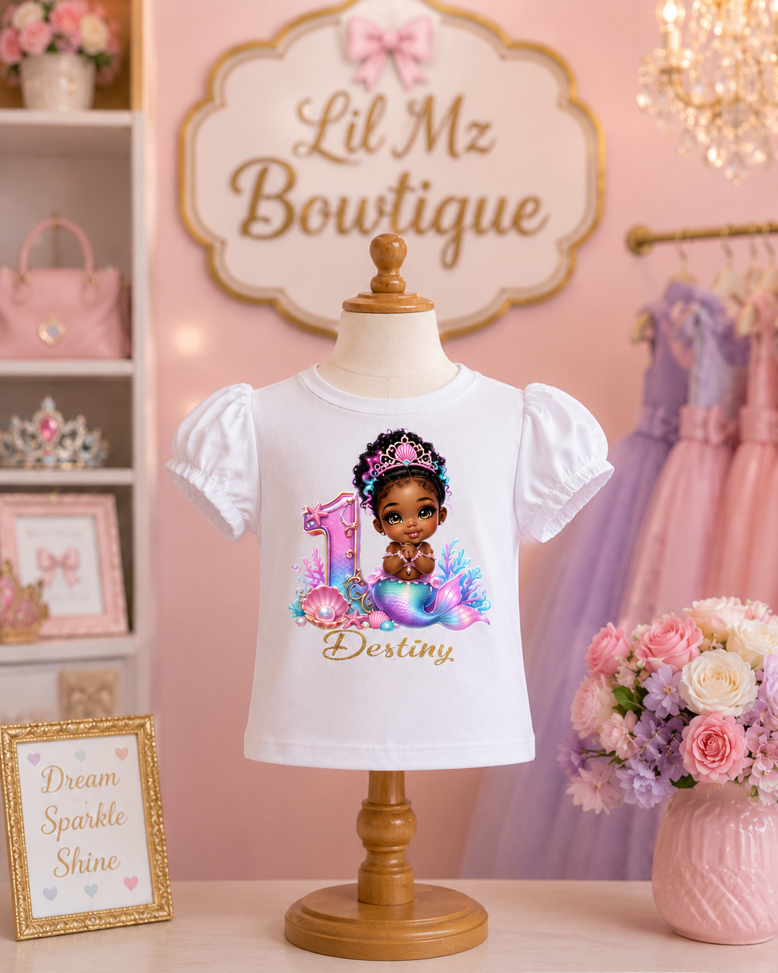 Personalized African Mermaid 1st Birthday Shirt