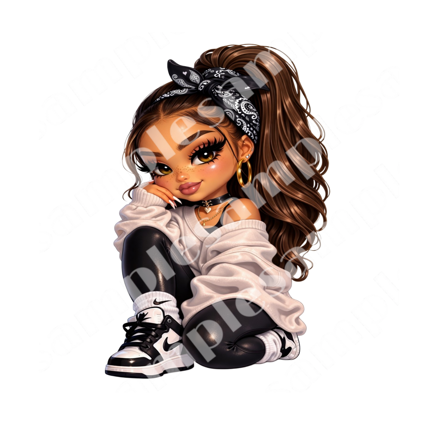 Sassy Chibi Chic 8 Sticker Bundle Cliparts (Digital Product)